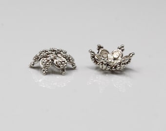 2 Perlkappen aus 925er Silber, 12 mm Glänzende Sterling Silber Bali Perlenkappen. Sterling Silber Bali Perlenkappen, Bali Perlenkappen, Perlenkappen