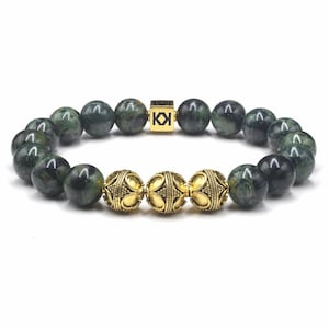 Jade and Gold Bracelet, Men's Bracelet, Bead Bracelet Men, Men's Jade Bracelet, Men's Gold Beads Bracelet, Gold Bracelet Men