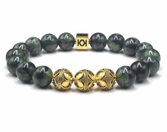 Jade and Gold Bracelet, Men's Bracelet, Bead Bracelet Men, Men's Jade Bracelet, Men's Gold Beads Bracelet, Gold Bracelet Men