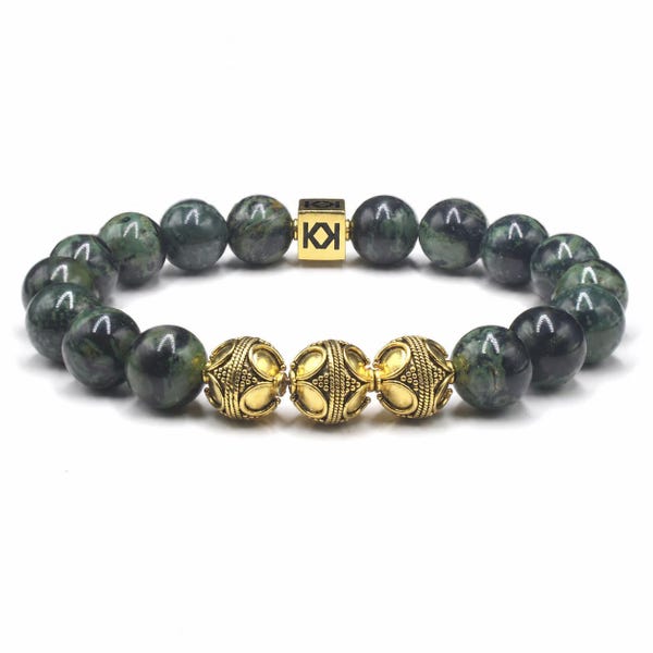 Jade and Gold Bracelet, Men's Bracelet, Bead Bracelet Men, Men's Jade Bracelet, Men's Gold Beads Bracelet, Gold Bracelet Men