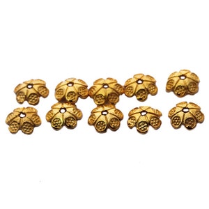 10pcs 22 Karat Gold Vermeil Bali Bead Caps, 10mm. Ten Gold Vermeil Bead Caps. 10 x 10mm Vermeil Bead Caps.
