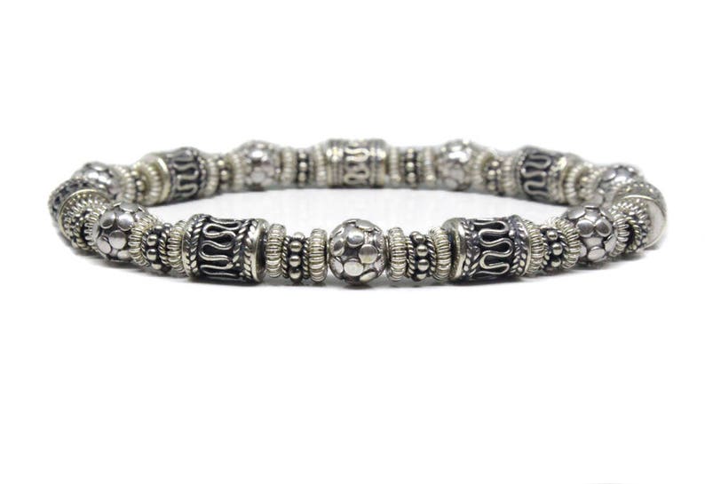 Sterling Silver Bali Beads Bracelet Silver Bead Bracelet Etsy