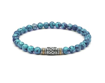 Men's Bracelet, African Turquoise Bracelet, Turquoise and Sterling Silver Bracelet, Turquoise Bracelet, Turquoise Beads Bracelet
