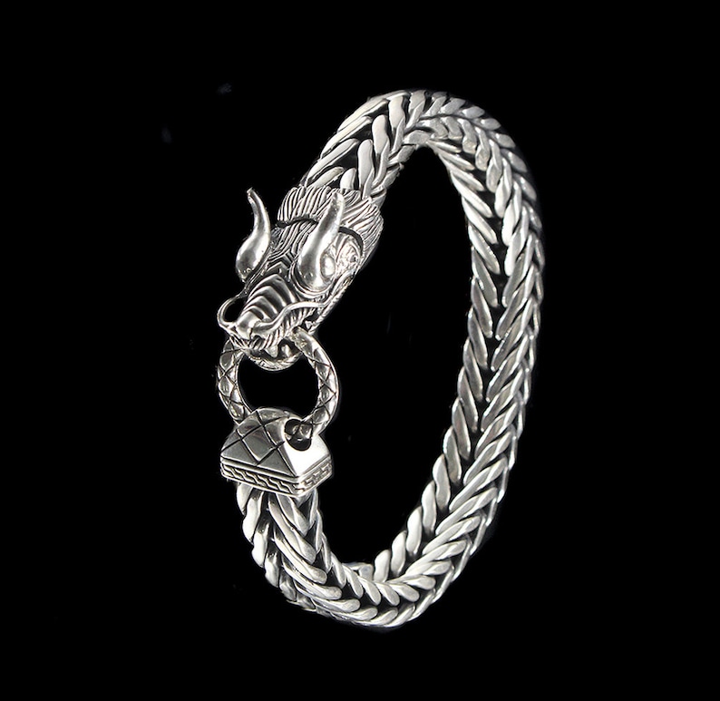 Dragon Bracelet Solid Sterling Silver Dragon Bracelet Mens Etsy