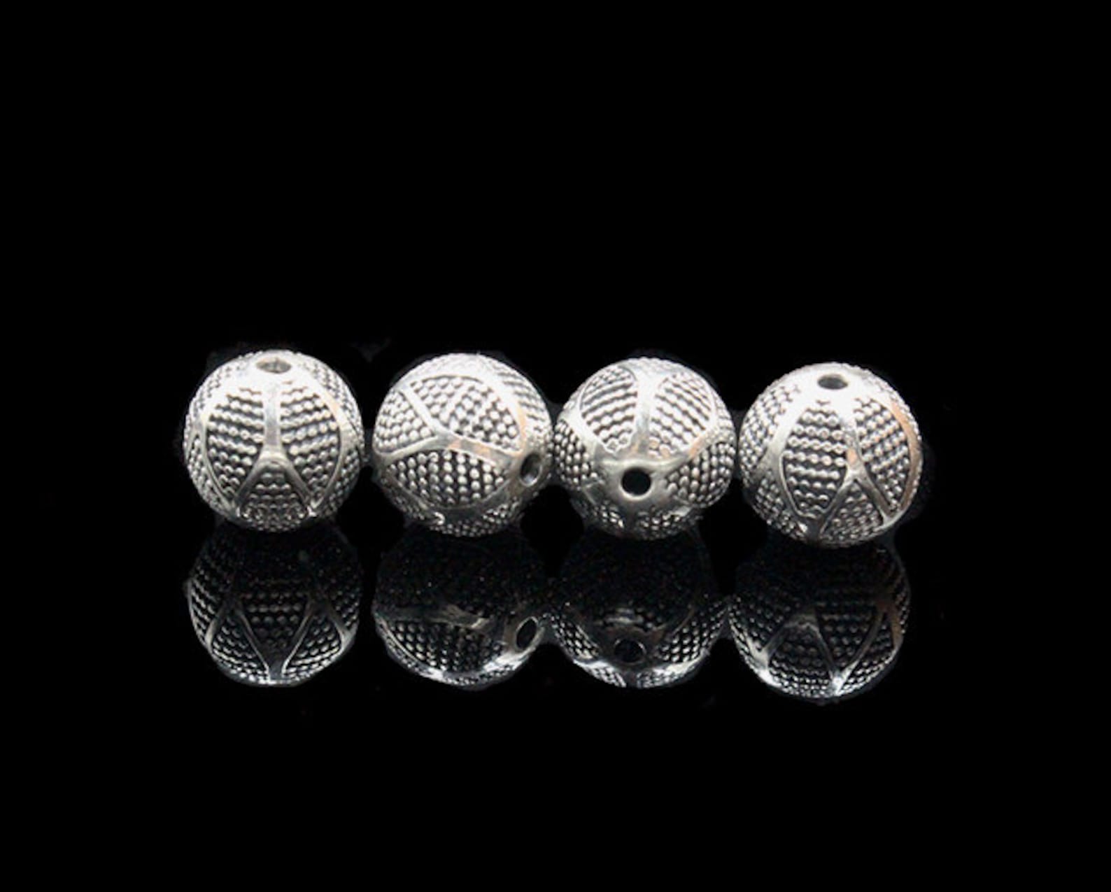 Four X 10mm Sterling Silver Beads 10mm Granulation Beads - Etsy Denmark