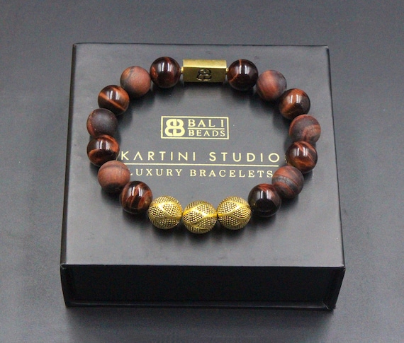 Hommes red tiger oeil shamballa bracelet bracelets avec antique Beads pour hommes
