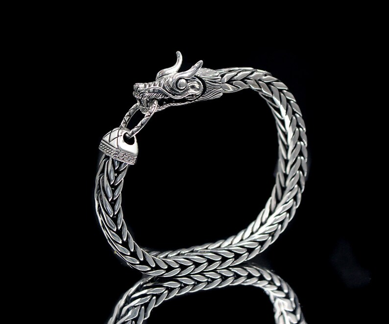 Dragon Bracelet Solid Sterling Silver Dragon Bracelet Mens Etsy