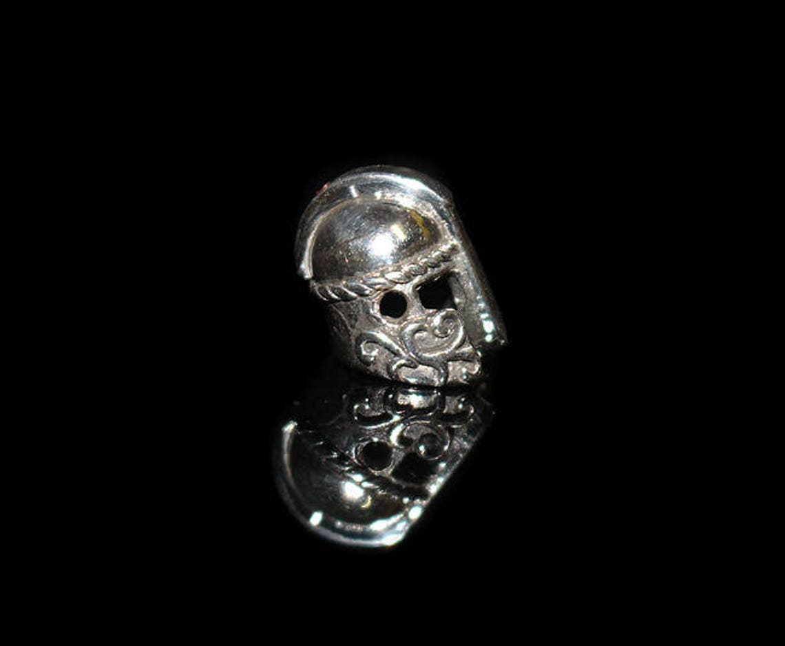 Sterling Silver Helmet Bead Solid Sterling Silver Battle Etsy