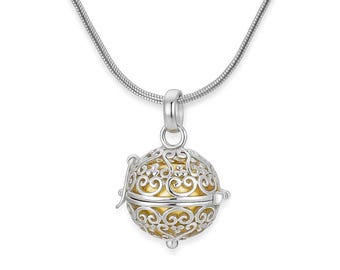 Sterling Silver Bali Harmony Ball Necklace, Chime Bola, Angel Caller