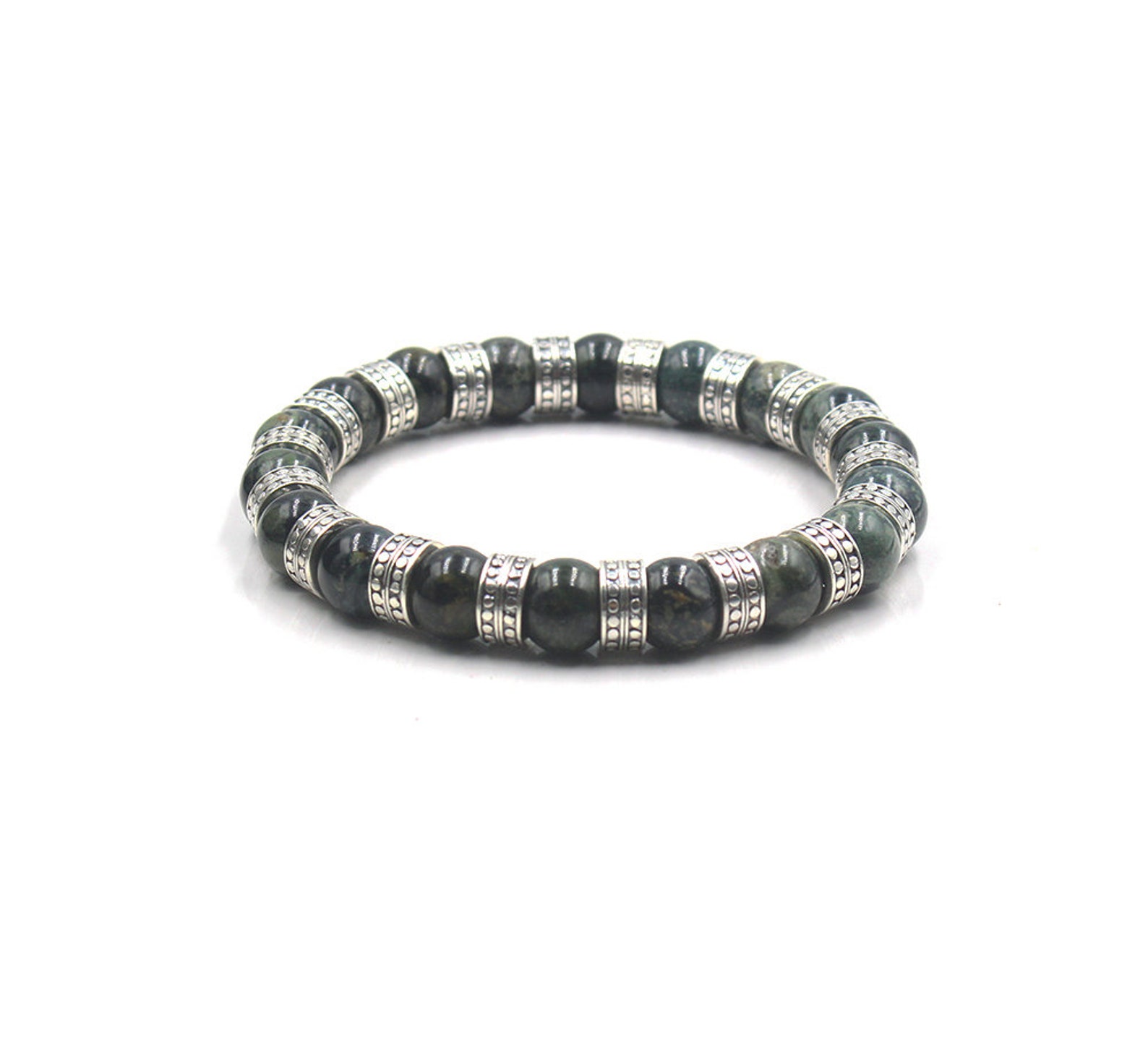 Men's Jade and Sterling Silver Bracelet Men's Etsy