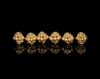 6 x 8mm Gold Vermeil Granulation Spacer Beads, Bali Spacers Beads, Gold Vermeil Bali Beads, Bali Beads, Vermeil Bali Beads