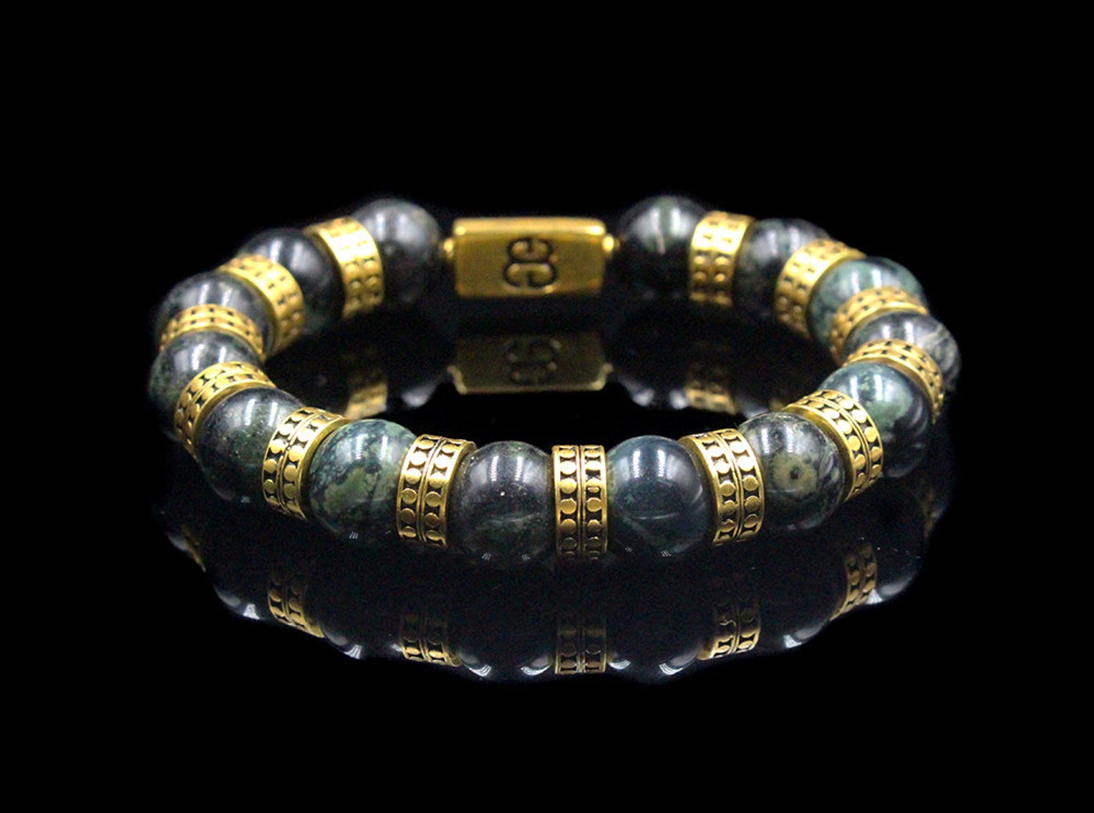Men's Jade and Gold Bracelet Jade and Gold Beads Etsy