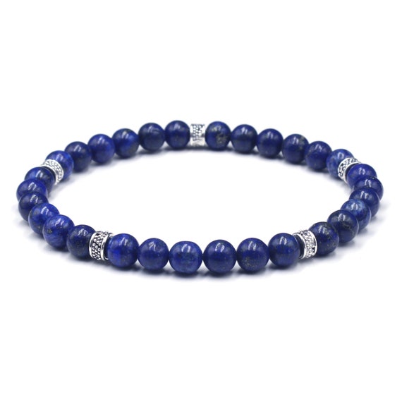 Men's Bracelet, For Men, Lapis Lazuli and Sterling Silver Bracelet, Man's Bracelet, Bracelet fr Man, Beaded Bracelet, Bead Bracelet Man
