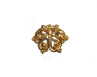 22 Karat Gold Vermeil Beads Cap, 20mm. Single 20mm Gold Vermeil Bead Cap. Large Gold Vermeil Bali Bead Cap, 3 grams.