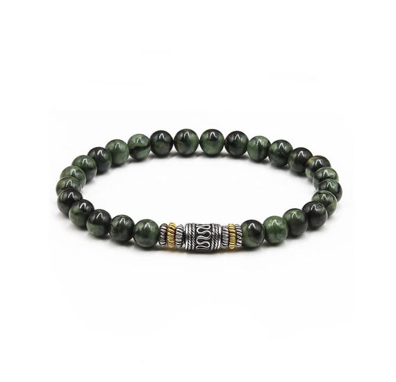 Men's Bracelet, Jade Bracelet for Men, Dark Green Jade Bracelet
