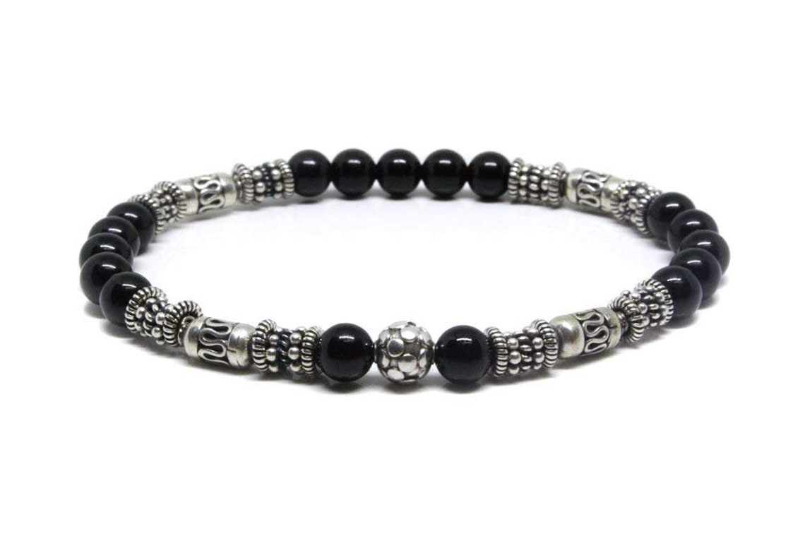 Black Onyx and Sterling Silver Bracelet Bracelet for Men for Etsy