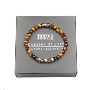 Pulsera de plata de ley y ojo de tigre, pulsera de cuentas para hombre, pulsera de plata para hombre, pulsera de ojo de tigre para hombre, pulsera de lujo para hombre