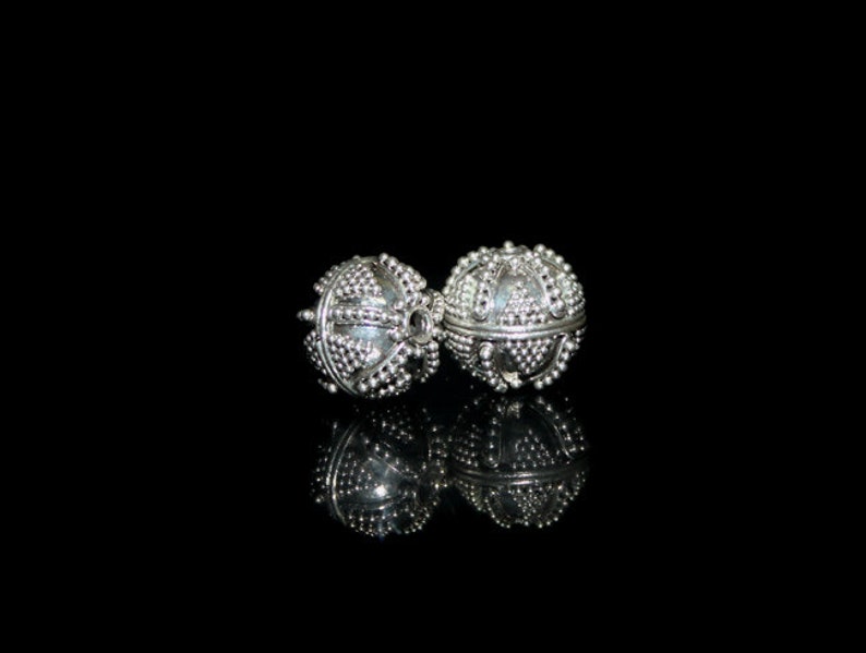 Four 4 12mm Sterling Silver Granulation Beads, Sterling Silver Beads, 12mm Bali Beads, Silver Bali Beads, 12mm Silver Beads, Bali Beads image 2