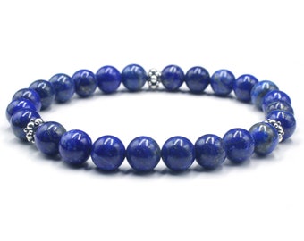 Men&#39;s Bracelet, Bracelet for Men, Lapis Lazuli and Sterling Silver Bracelet, Men&#39;s Bracelet, Men&#39;s Beaded Bracelet, Bracelet for Man