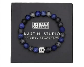 Men's Matte Sodalite Labradorite Sterling Silver Bali Bead Bracelet