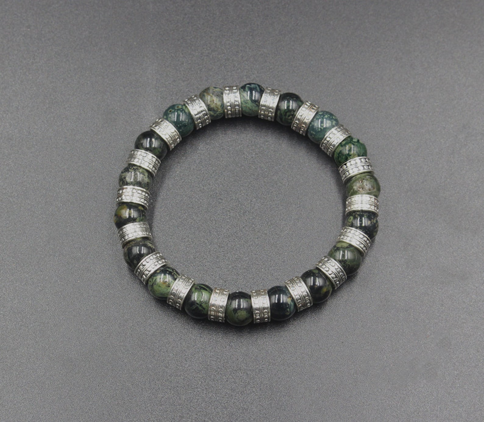 Men's Jade and Sterling Silver Bracelet Men's Etsy