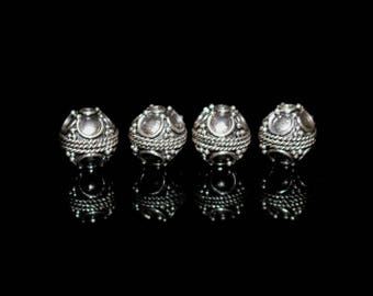 Vier x 8mm Sterling Silber Bali Perlen, 8mm Sterling Silber Perlen, 8mm Granultionseide, Bali Perlen, Silber Bali Perlen, Sterling Perlen