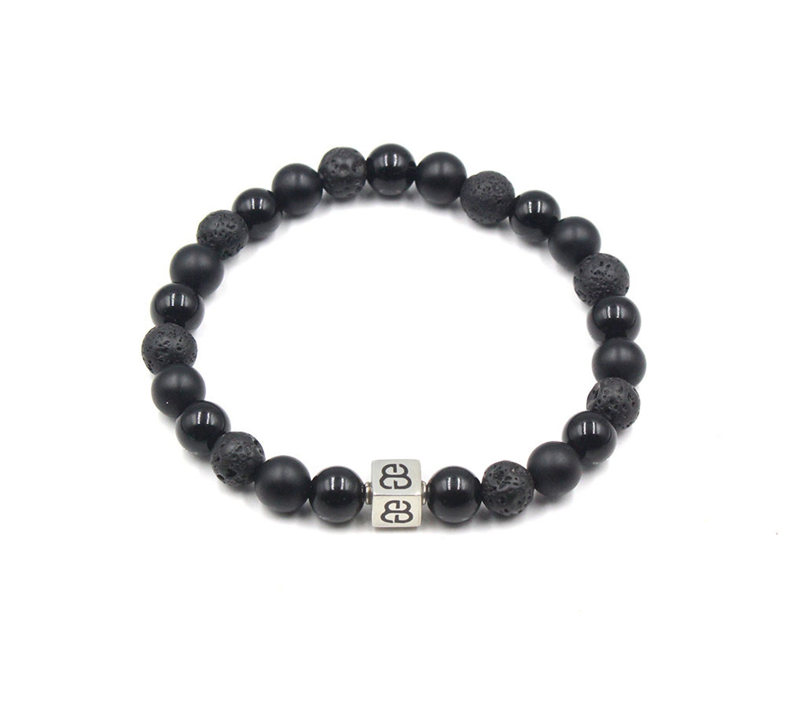 Men's Black Onyx Bracelet Onyx and Volcanic Lava Stone Etsy