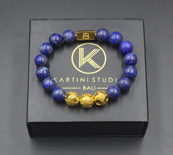 Pulsera De Hombre De Tendencia De 6 Mm De Lapislázuli De De Pulsera De Hombre De Tendencia De 6 Mm De Lapislázuli De De