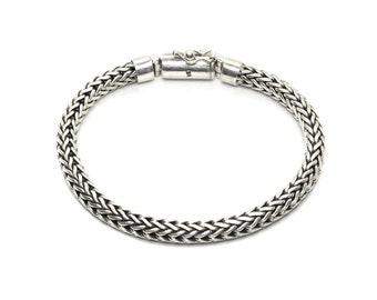 6mm Sterling Silver Chain Bracelet, Men's Sterling Silver Bracelet, Silver Bracelet Men, Bali Silver Bracelet. Men's Silver Bracelet