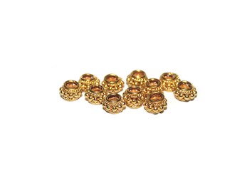 Tien 22-karaats gouden vermeil korrelvormige spacer kralen, 7 mm, 7,9 gram. Vermeil vatafstandhouders. Bali Veremil vat spacer kralen.