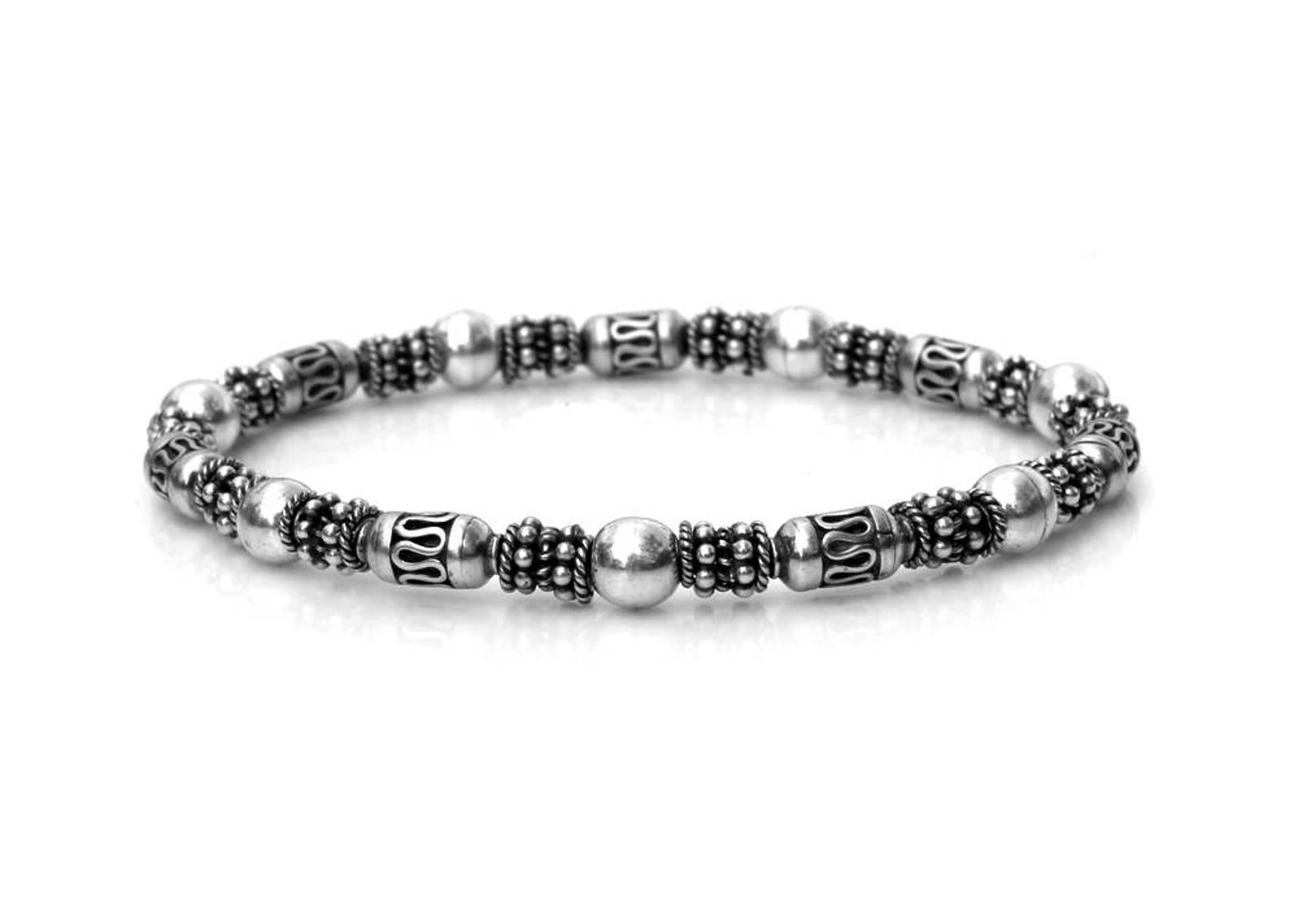 Men's Bracelet Sterling Silver Bali Beads Bracelet Etsy