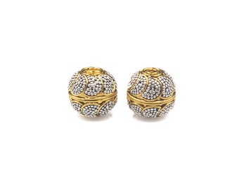 Two x 12mm 22 Karat Gold Plated Sterling Silver Beads, Sterling Silver Granulation Beads, Gold Plated Beads. Bali Beads, 12mm Bali Beads