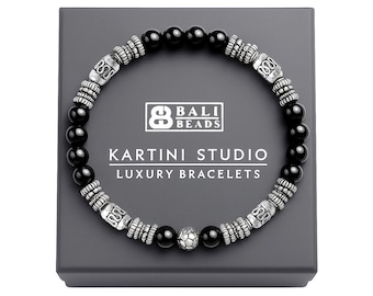 Bracciale in onice nero e argento sterling, bracciale da uomo, per uomo, bracciale da uomo, bracciale da uomo in onice, bracciale da uomo, bracciale nero da uomo