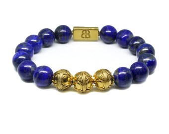 Lapis Lazuli Bracelet, Men's Bracelet, Bead Bracelet Man, Men's Lapis Lazuli Bracelet, Men's Luxury Bracelet, Men's Blue Beads Bracelet