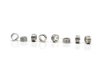 Lot of Eight x 6mm Sterling Silver "Dots" Specers Beads, 6mm Silver Spacers, Sterling Silver Ring Spacers, Sterling Silver Rondelle Spacers