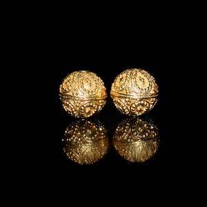 Two 9mm Gold Vermeil Granulation Beads, Gold Beads, Bali Beads, 9mm Round Gold Vermeil Granulation Beads, Gold Vermeil Beads, Beads