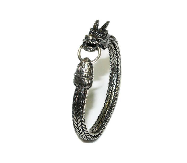 7mm Sterling Silver Chain Bracelet Silver Dragon Sterling Silver Dragon Bracelet Mens Silver Bracelet 7mm Silver Chain Bracelet