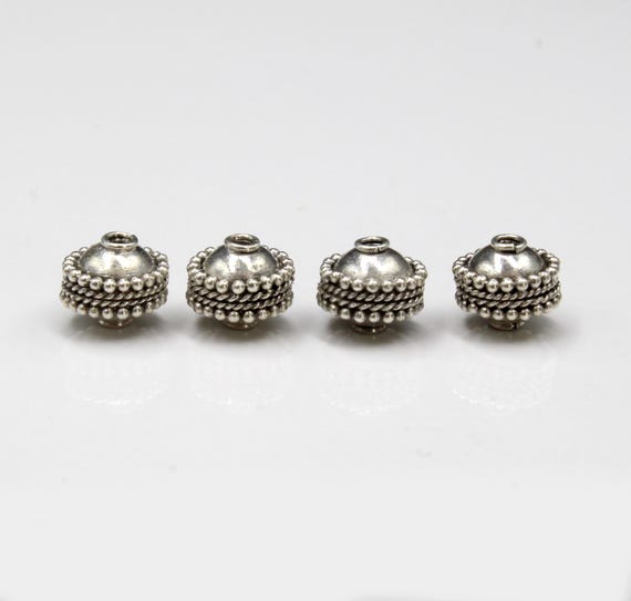 Four 9mm Sterling Silver Beads, Sterling Silver Beads, Bali Beads, Silver Beads, 9mm Bali Beads, 9mm Silver Beads, Beads
