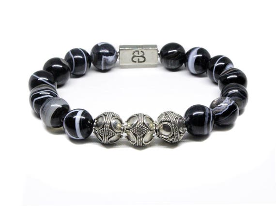 Desginer Pave Diamonds & Onyx Bracelet for Men | UK | OMMO London