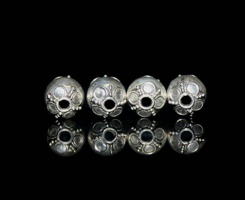 Bali Beads Sterling Silver Beads Beads Four 10mm Sterling Silver Bali Beads 10mm Bali Beads Sterling Silver Beads Beads from Bali
