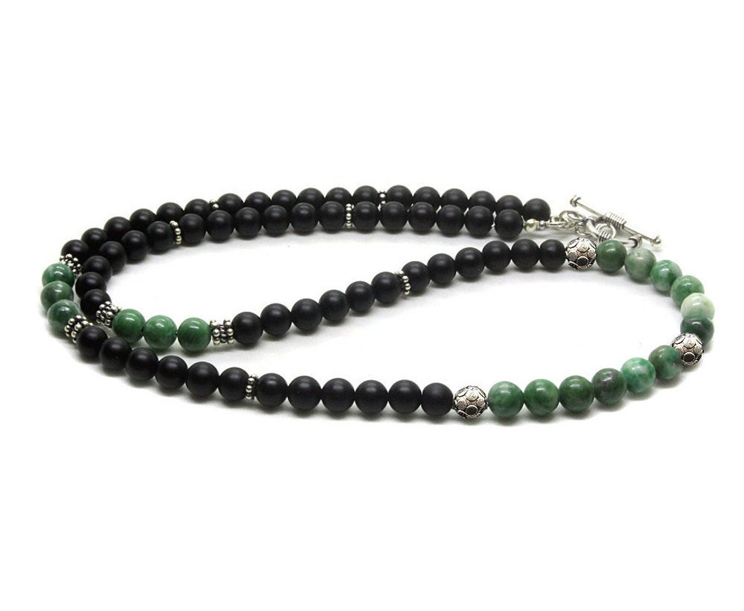 Men's Jade and Black Onyx Necklace Qinghai Jade and - Etsy