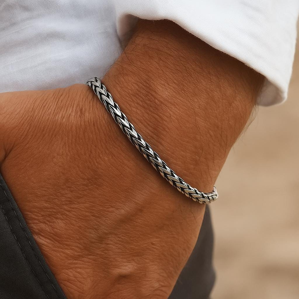5mm Woven Sterling Silver Chain, Heavy Duty Sterling Silver
