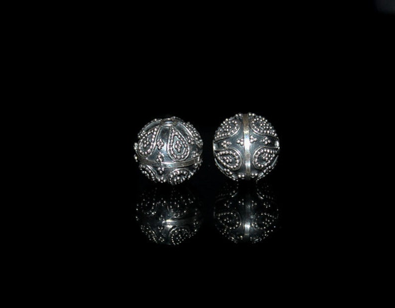 Four 12mm Sterling Silver Beads Sterling Silver Granulation Beads, Bali Beads, Sterling Silver Beads, Beads, 11mm Silver Beads image 5