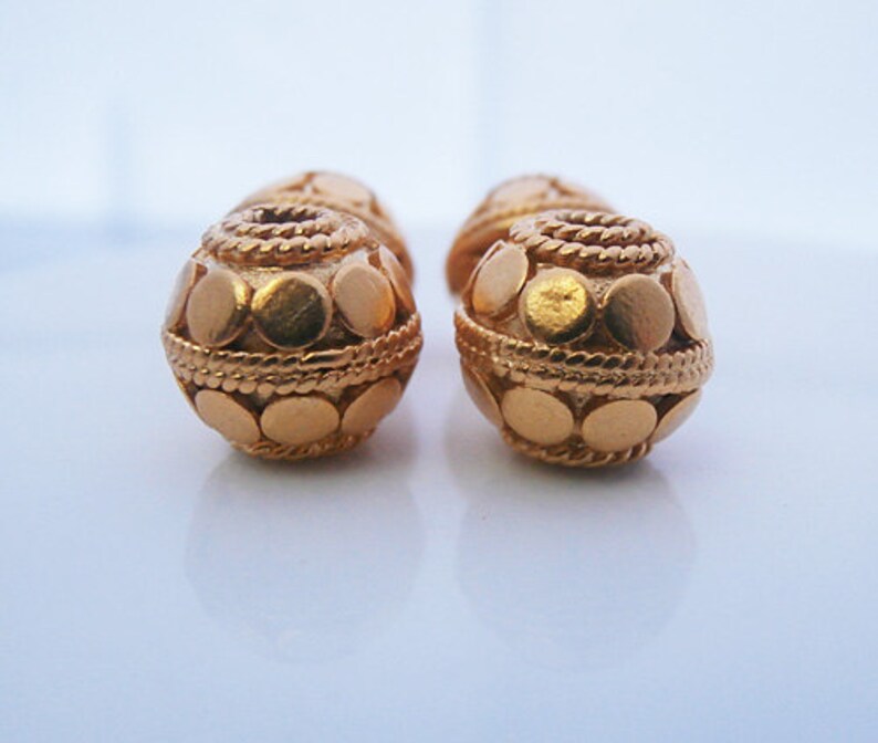 Two 10mm 22 Karat Gold Vermeil on Sterling Silver Bali Beads - Etsy
