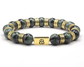 Men&#39;s Jade and Gold Bracelet, Jade and Gold Beads Bracelet, Men&#39;s Luxury Bracelet, Designer Bracelet Men, Men&#39;s Bracelet, Bracelet Men