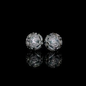 Four 12mm Sterling Silver Beads Sterling Silver Granulation Beads, Bali Beads, Sterling Silver Beads, Beads, 11mm Silver Beads image 4