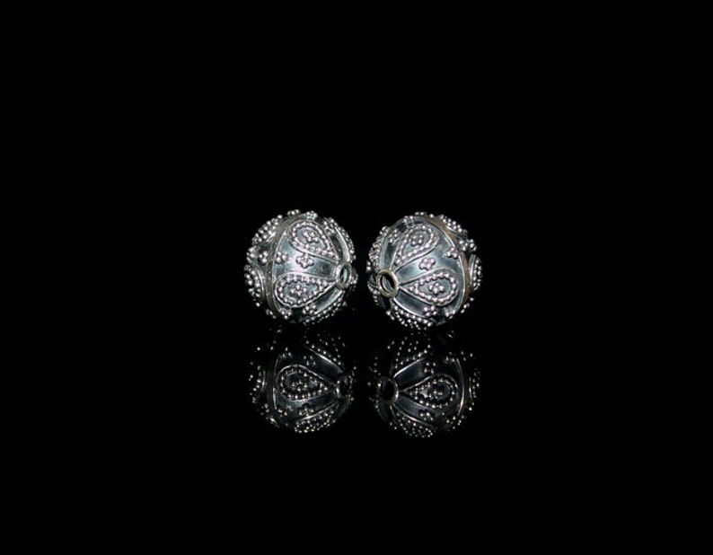 Four 12mm Sterling Silver Beads Sterling Silver Granulation Beads, Bali Beads, Sterling Silver Beads, Beads, 11mm Silver Beads image 4