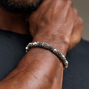 Sterling Silver Bali Beads Bracelet, Silver Bead Bracelet, Sterling Silver Bracelet, Unisex Bracelet, Unisex Silver Beads Bracelet