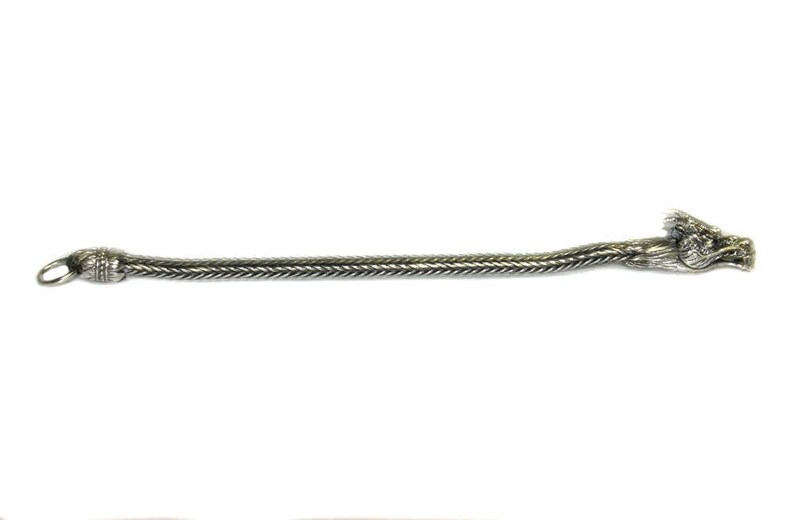 7mm Sterling Silver Chain Bracelet Silver Dragon Sterling Silver Dragon Bracelet Mens Silver Bracelet 7mm Silver Chain Bracelet