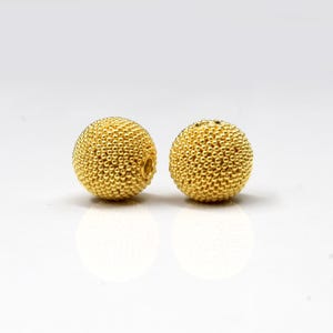 Two 10mm 22 Karat Gold Vermeil Beads, Bali Beads, Gold Vermeil Granulation Beads, 10mm Bali Beads, Gold Vermeil Beads, 10mm Gold Beads